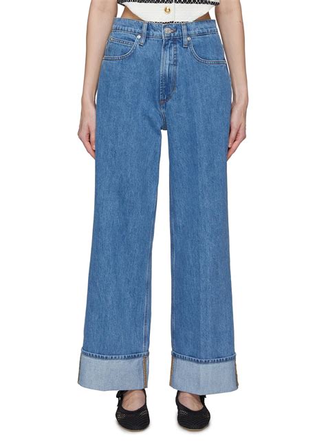 frame rolled high-rise wide-leg jeans|wide leg jeans tight waist.